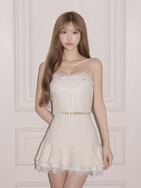 ROBE de FLEURS ローブドフルール ツイードニットリボンセットアップミニキャバドレス fm5029-c