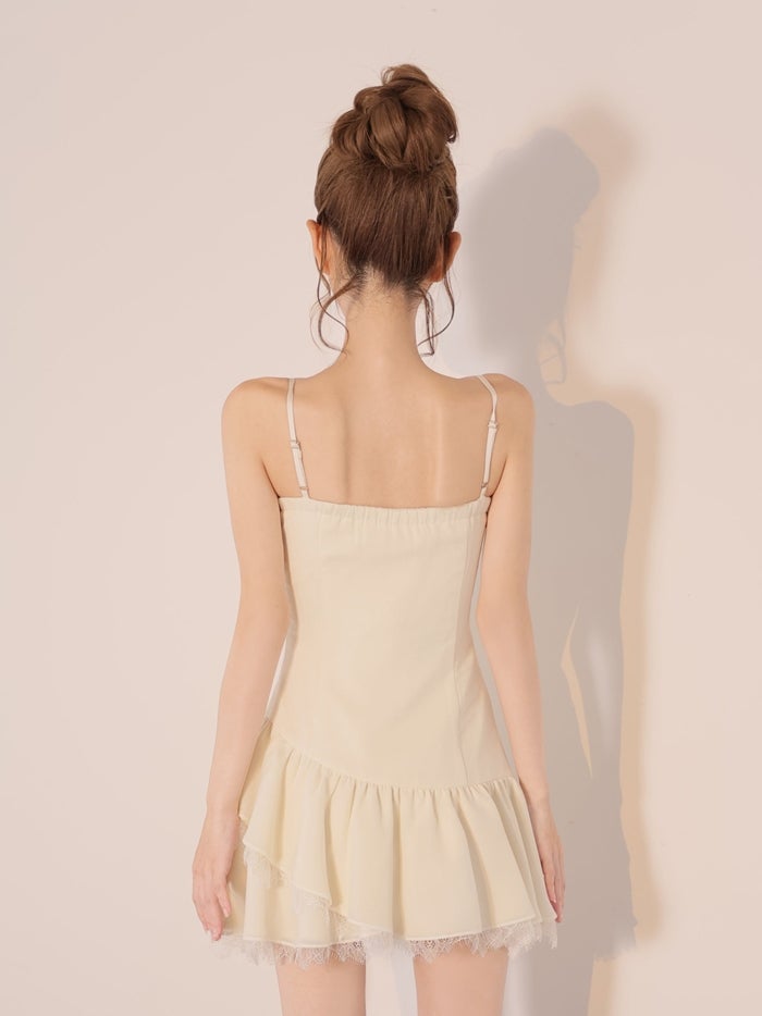 ROBE de FLEURS ローブドフルール ラメシフォンレースフリルミニキャバドレス fm4398-c