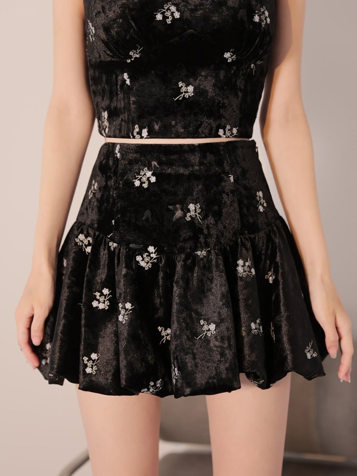 ROBE de FLEURS ローブドフルール フラワーステッチベロアホルターミニキャバドレス fm5237-c